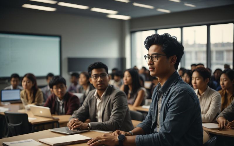 business training class with a group of young students